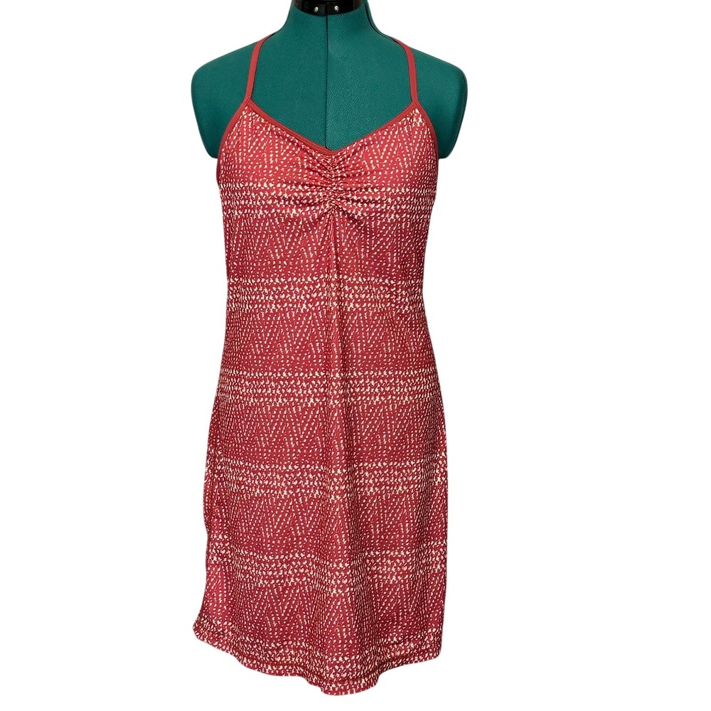 PrAna Elixir Dress Red Geometric Print Strappy Back Athletic W31180587 Size M